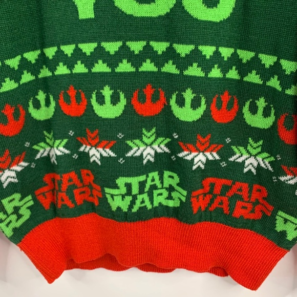 H&M Star Wars Yoda themed Ugly A Merry Christmas pullover/sweater red green - Picture 4 of 12